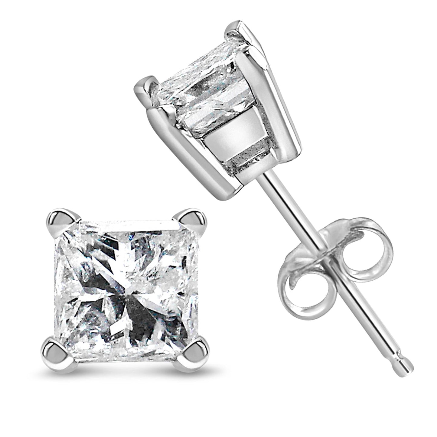 Discover Timeless Elegance: 10k White Gold Princess-Cut Diamond Stud Earrings