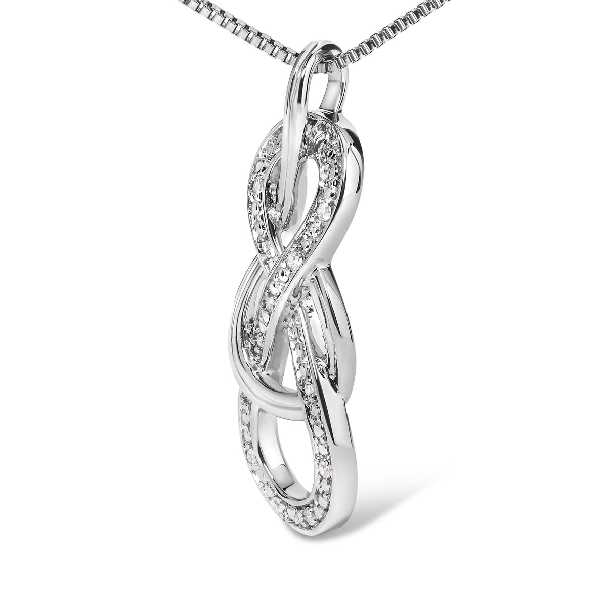 925 Sterling Silver Diamond Accent Interlocking Infinity Pendant Necklace (H-I Color, I2-I3 Clarity) - 18in