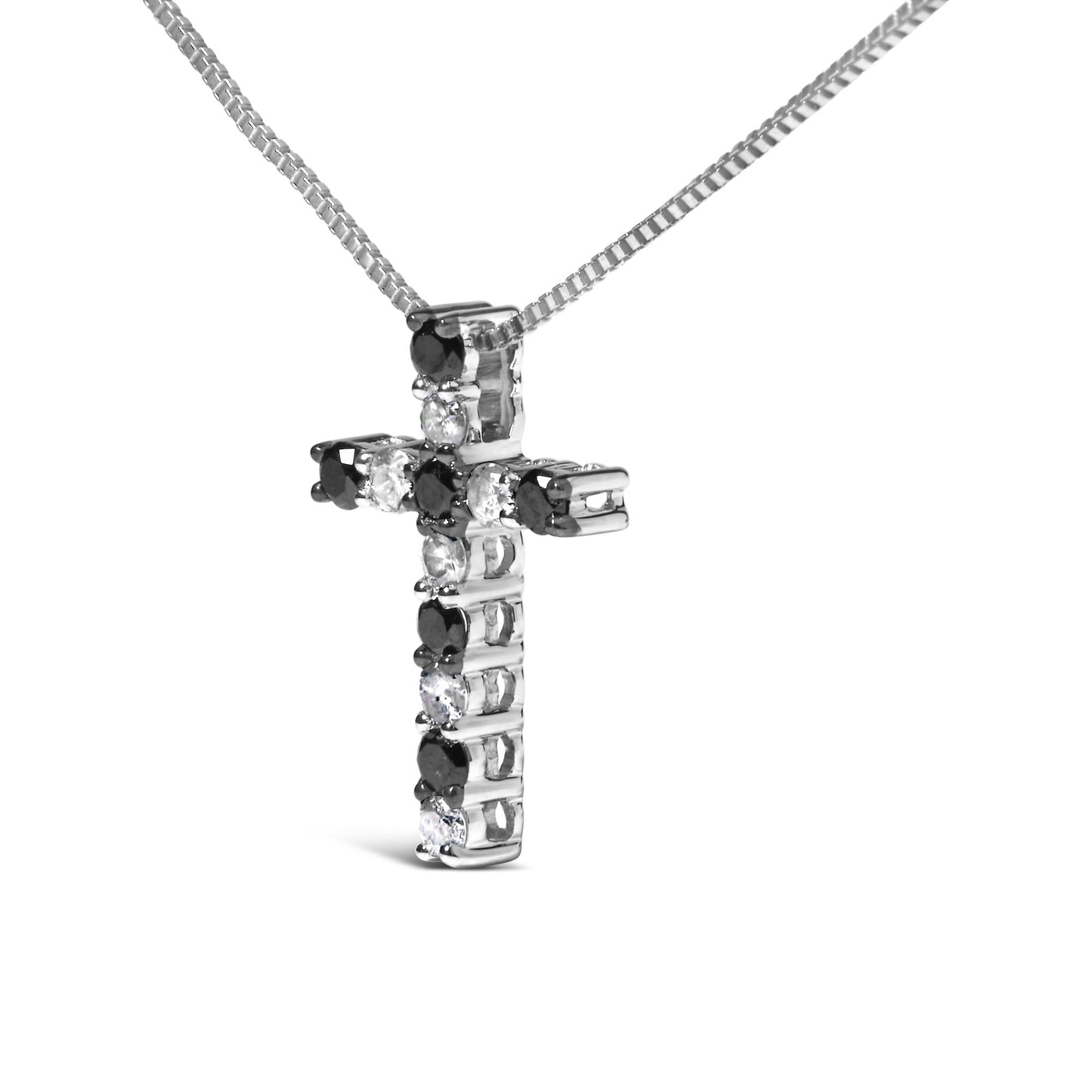 Elegant Rhodium-Plated Sterling Silver Cross Necklace of Faith