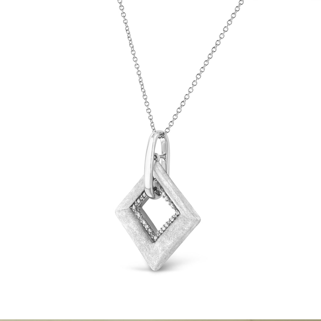 .925 Sterling Silver Pave-Set Diamond Accent Kite Shape 18in Pendant Necklace (I-J Color, I1-I2 Clarity)