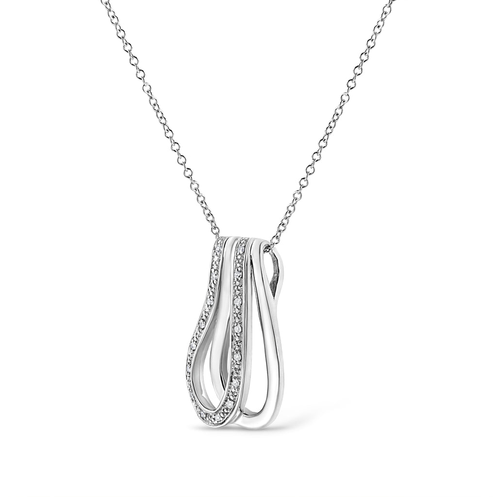 .925 Sterling Silver Pave-Set Diamond Accent Double Curve 18in Pendant Necklace (I-J Color, I1-I2 Clarity)