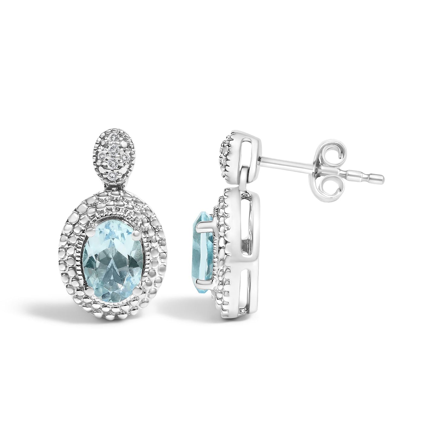 Elevate Your Style with Rhodium-Plated Sterling Silver Blue Topaz Earrings