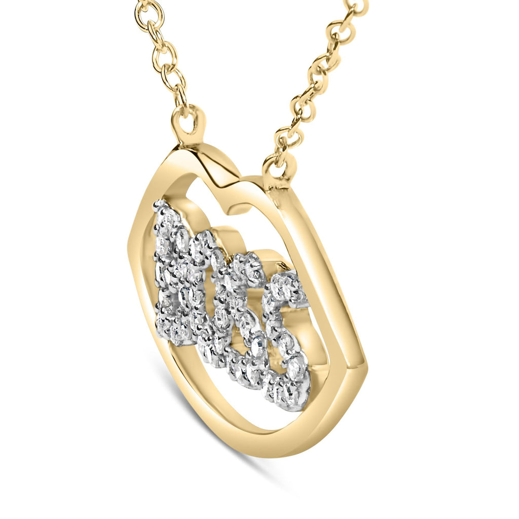 14K Yellow Gold Plated Silver 1/4 Cttw Diamond Boss Pendant Necklace - 18 Inch