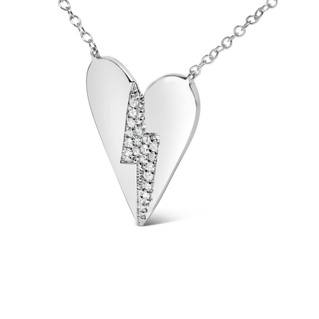 .925 Sterling Silver Diamond Broken Heart Pendant Necklace (H-I Color, I1-I2 Clarity) - 18in