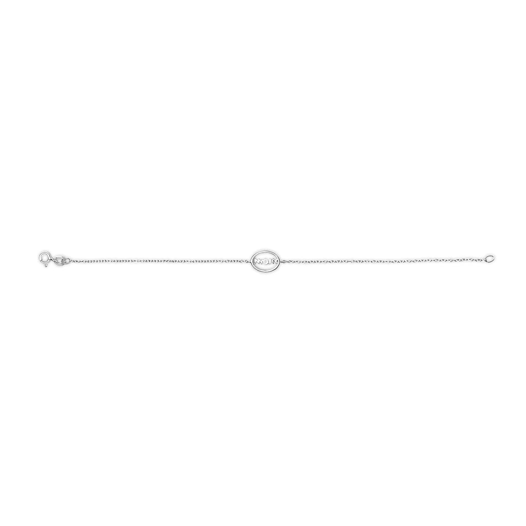 .925 Sterling Silver Diamond Accent MOM Charm Bracelet (J-K Color, I2-I3 Clarity) - 7 Inches