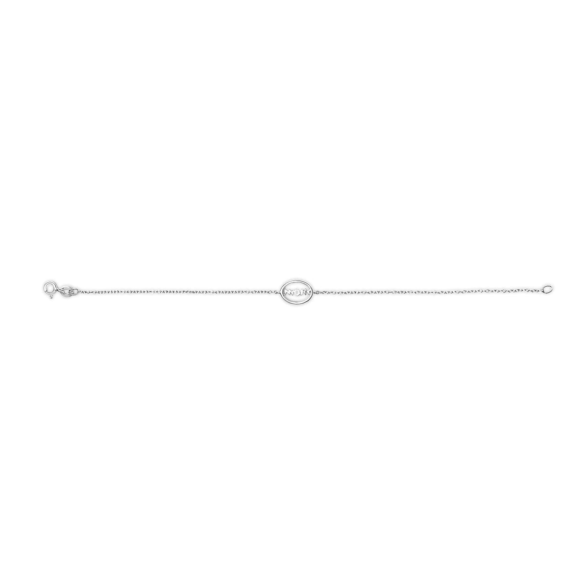 .925 Sterling Silver Diamond Accent MOM Charm Bracelet (J-K Color, I2-I3 Clarity) - 7 Inches