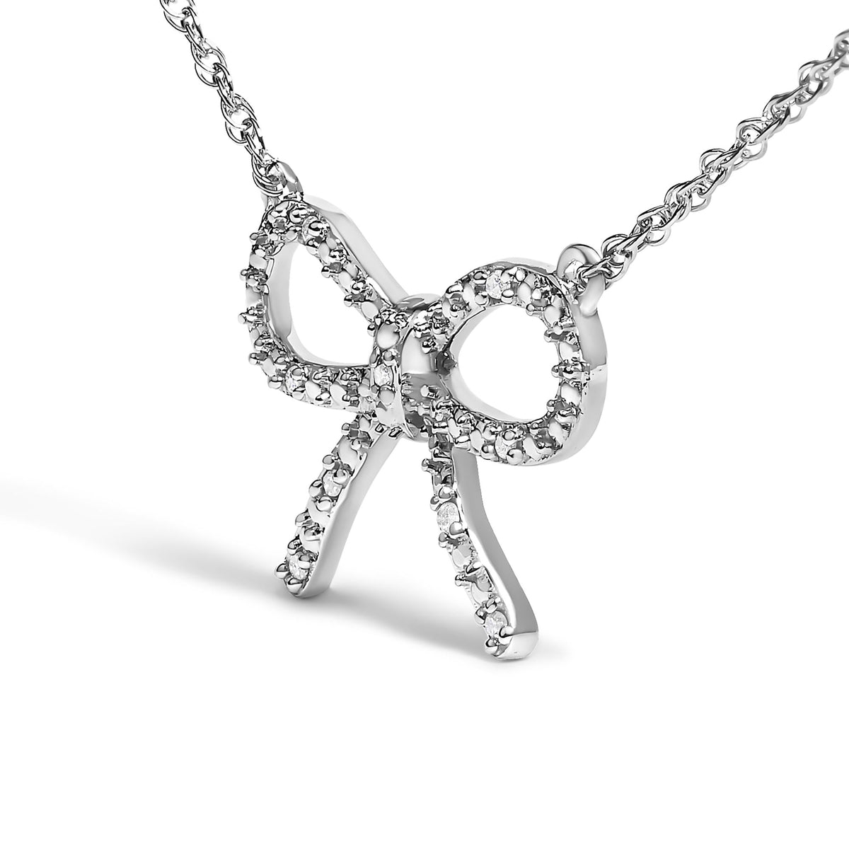 Unleash Elegance: .925 Sterling Silver Bow Knot Necklace