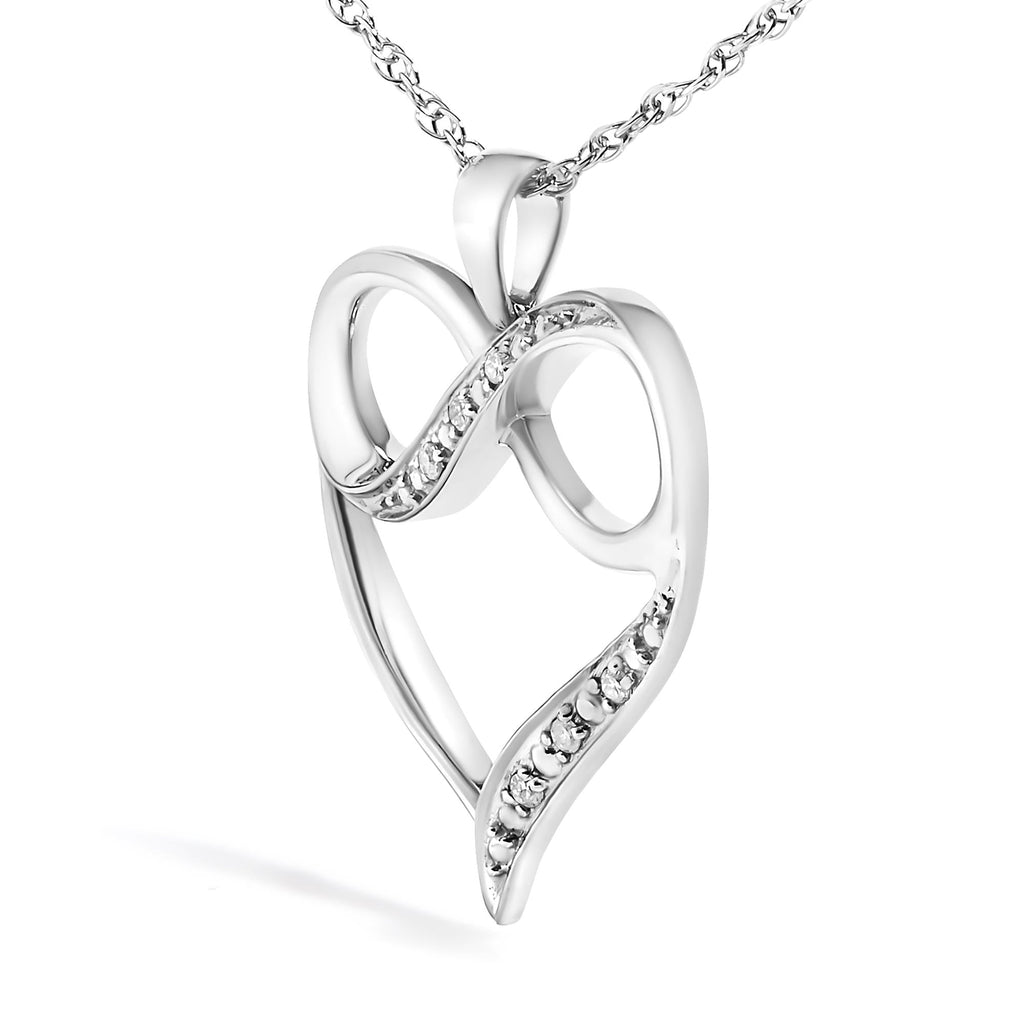.925 Sterling Silver Diamond Accent Infinity Heart Love Pendant Necklace (J-K Color, I2-I3 Clarity) - 18 Inches