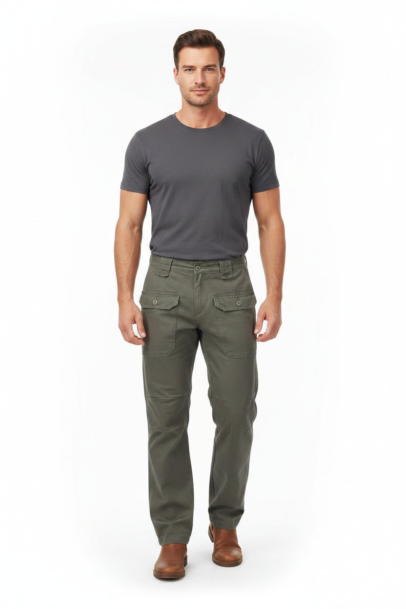 Male model wearing a pair of Men's Versatile Loose Fit Cargo Jeans