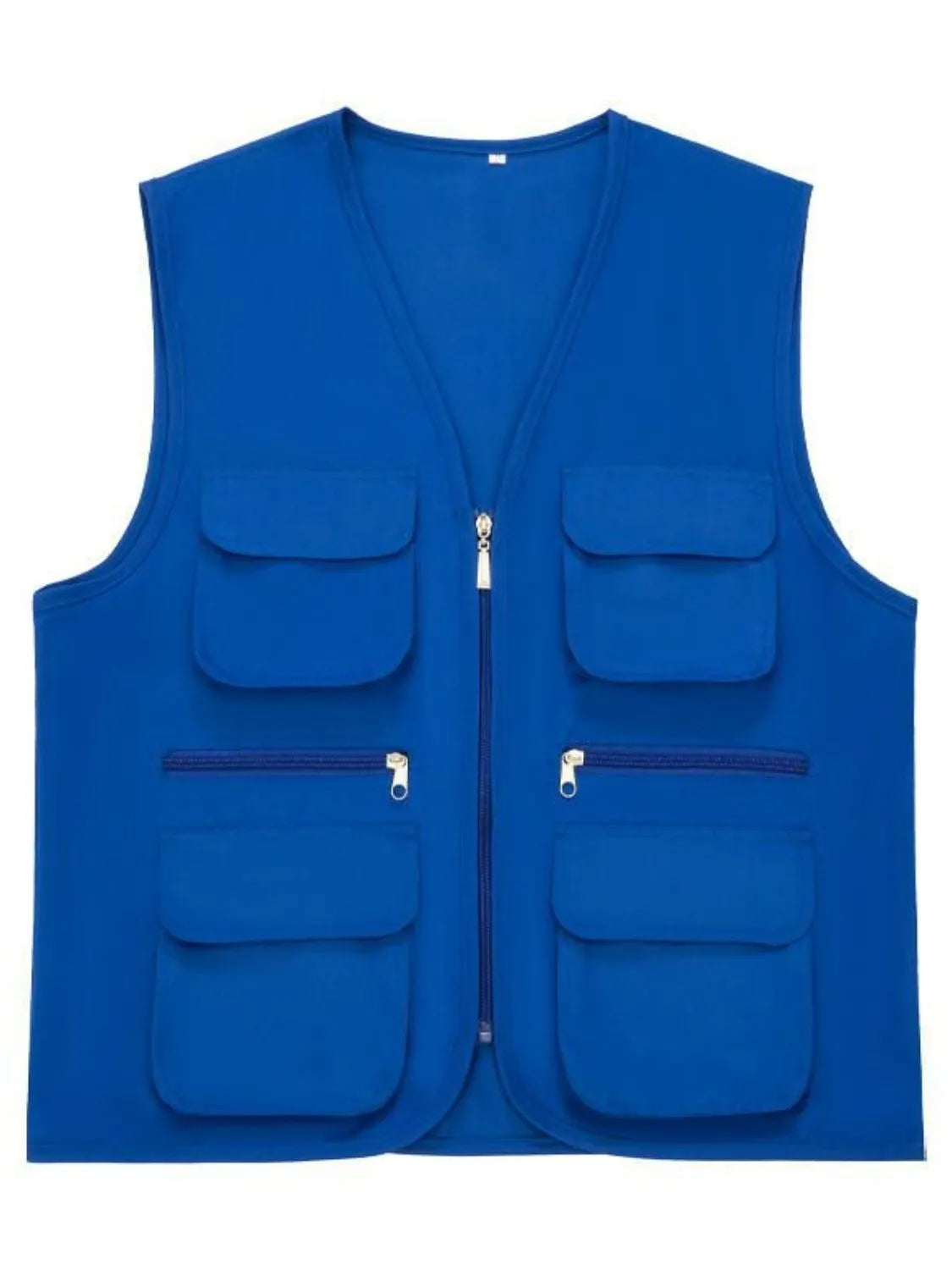 Blue colored Men's Modern Solid Color Multi Pockets Vest