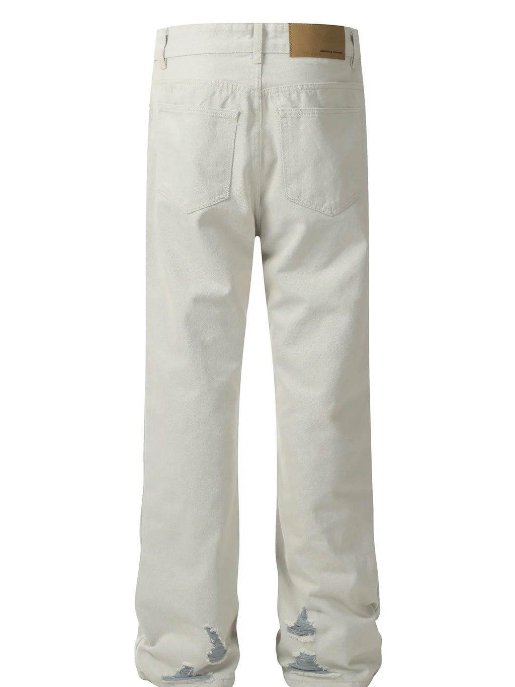 Men's White Distressed Wash Straight Leg Jeans back view