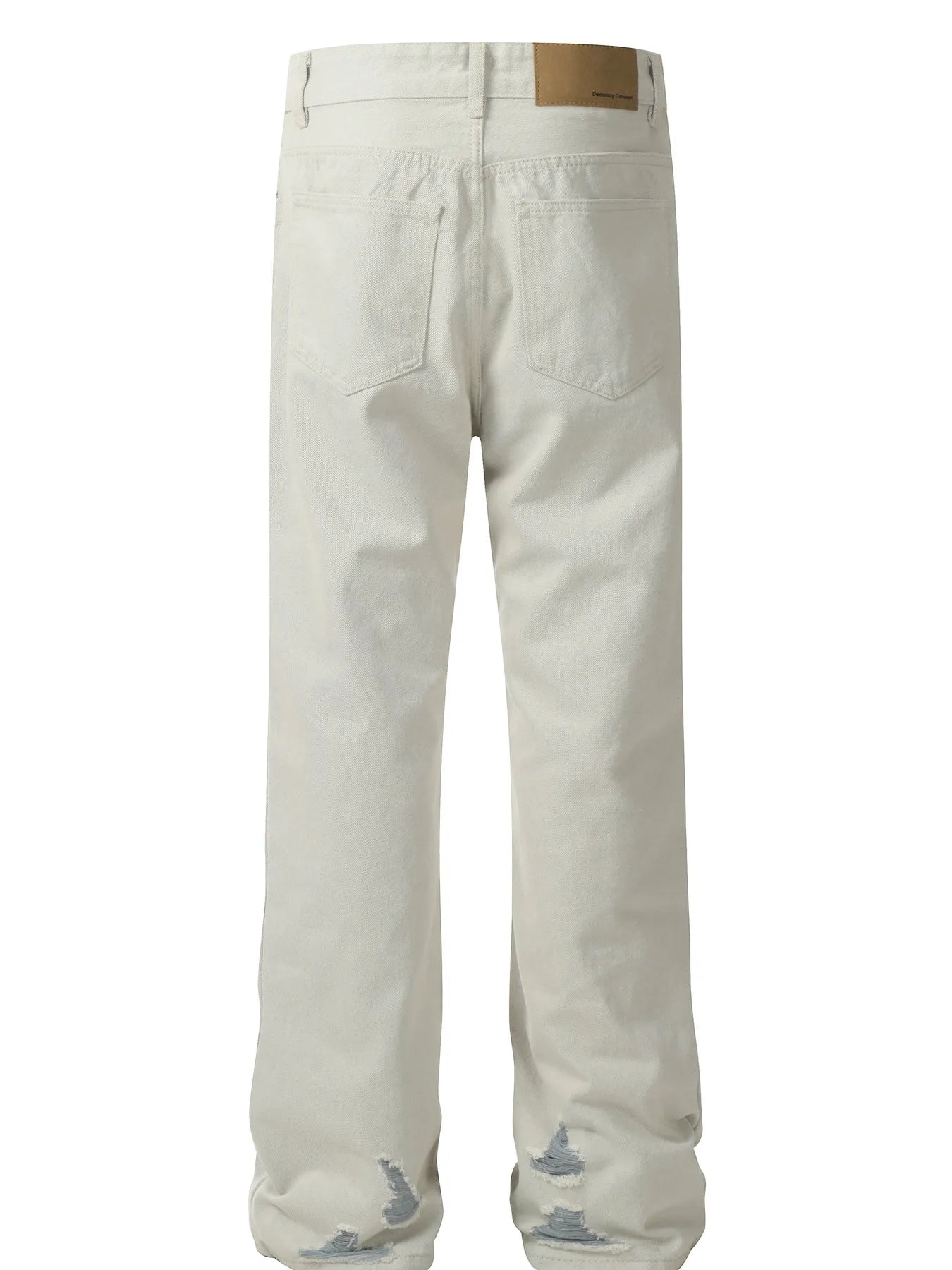 Men's White Distressed Wash Straight Leg Jeans back view