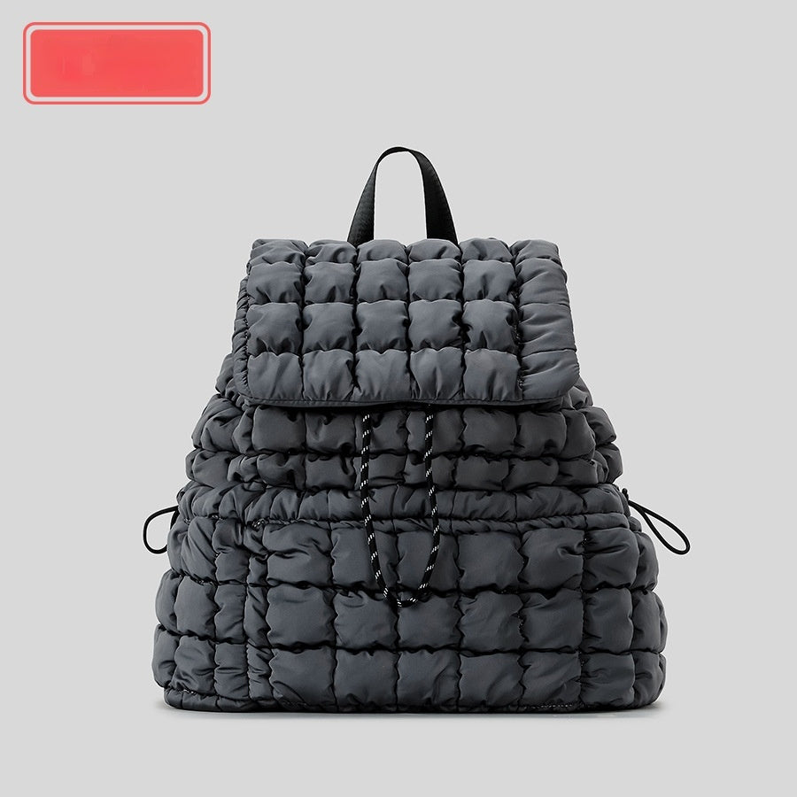 Cloud Puff Haven: Large-Capacity Pleated Drawstring Backpack for Whimsical Travel