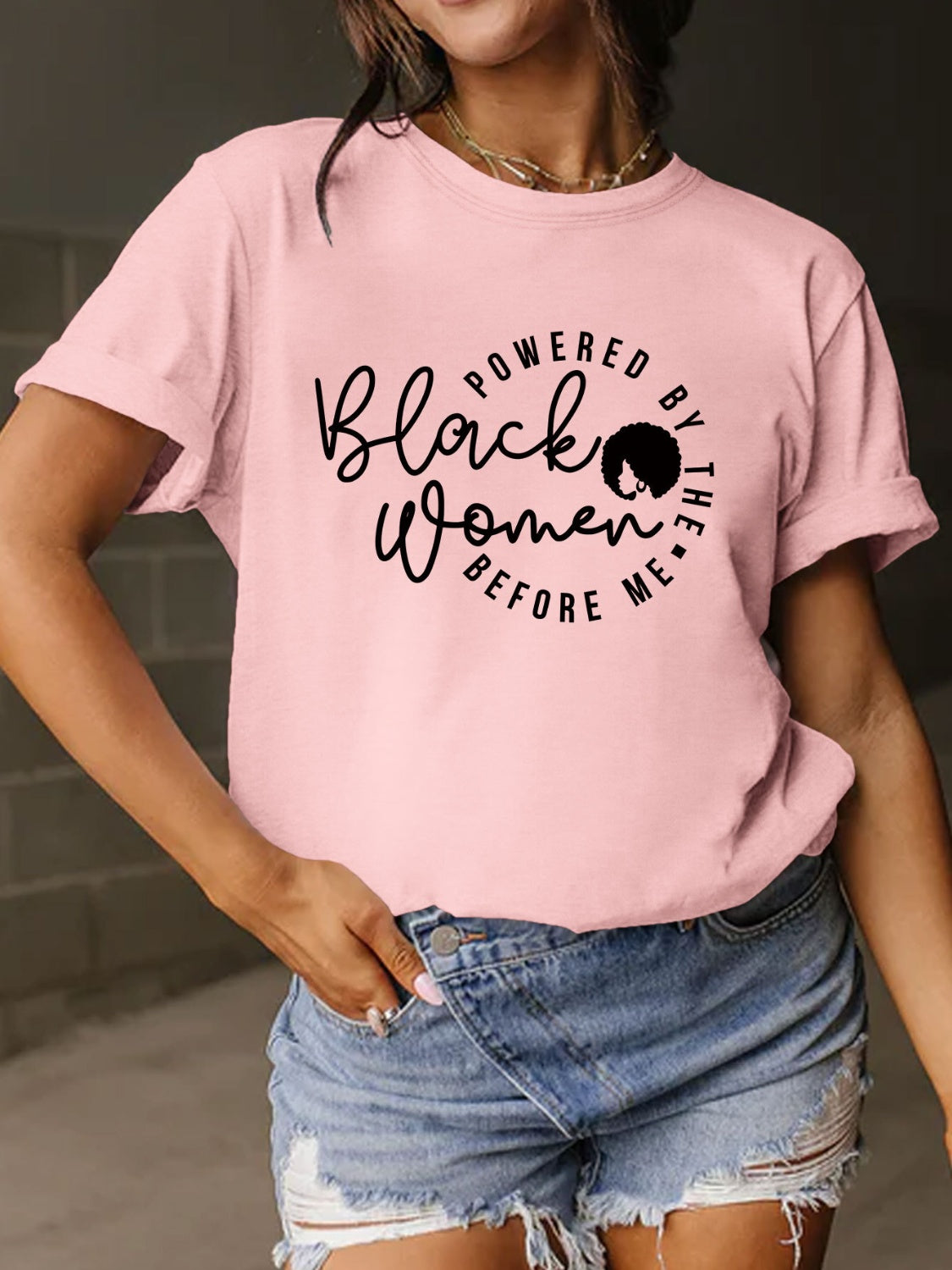 Blush Pink Powered By The Black Women Before Me T-Shirt