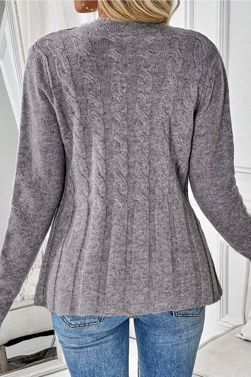 Women's High Cable Knit Cardigan – Cozy & Timeless Elegance