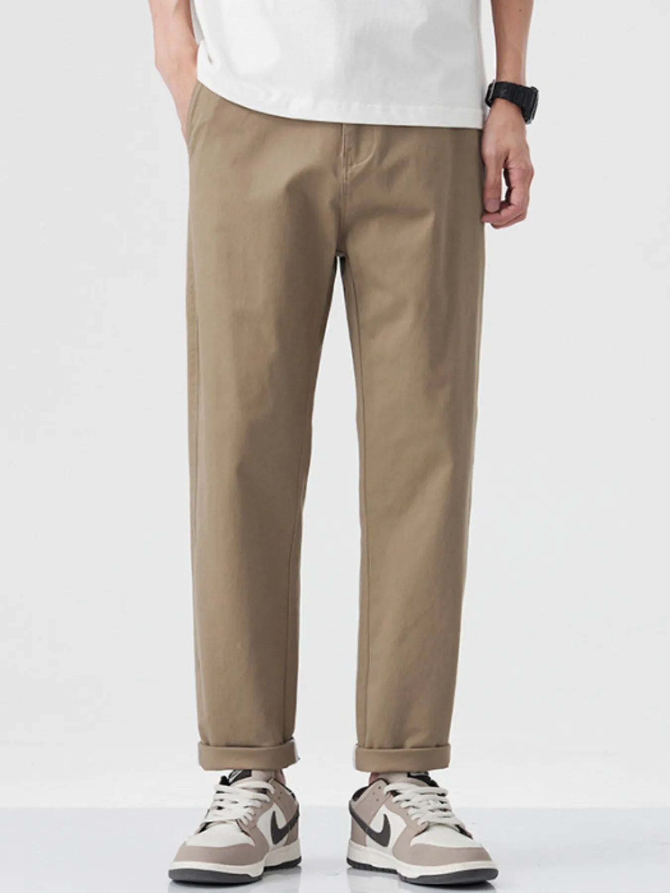 Men's brown High Ankle Casual Pants