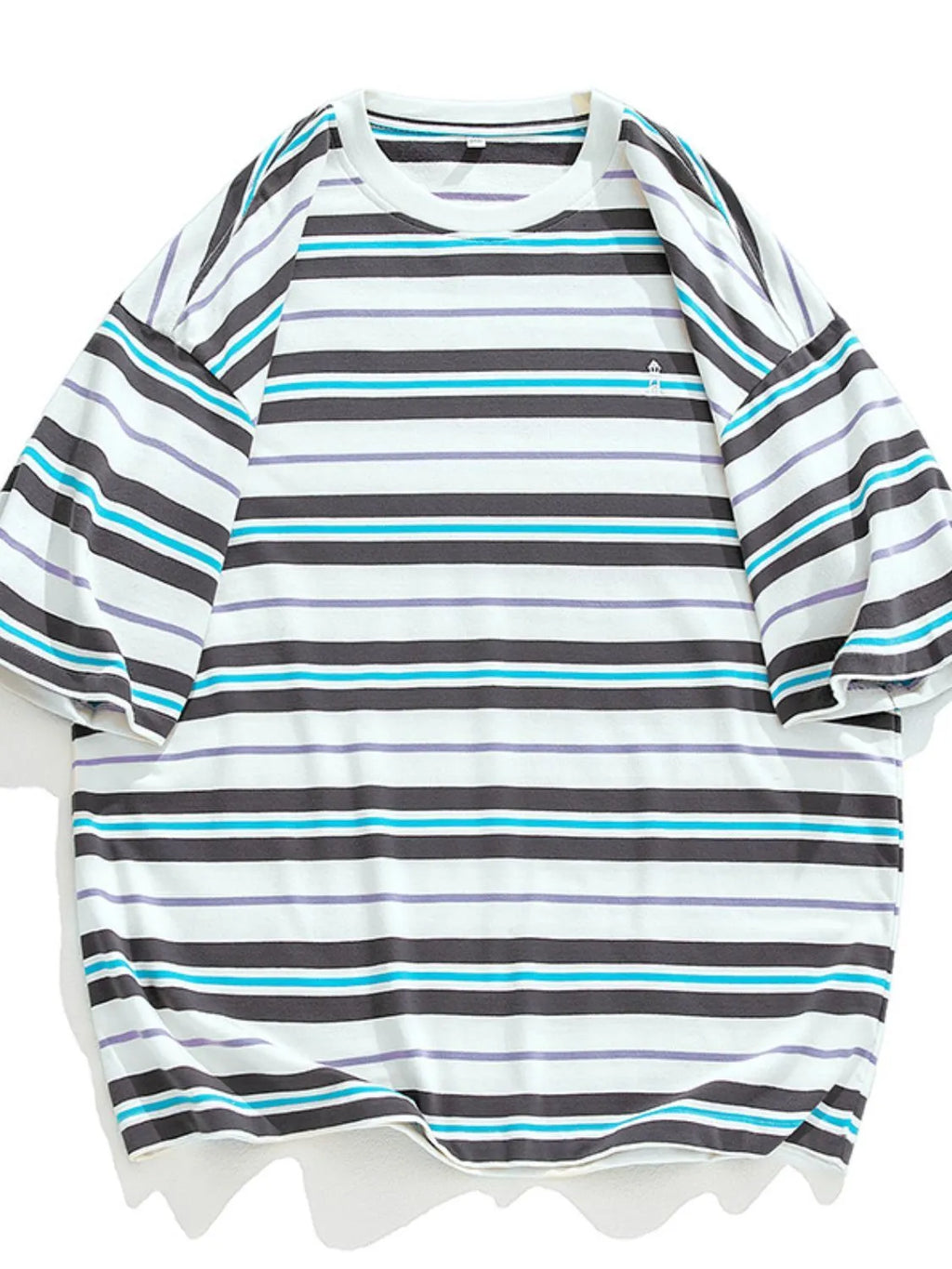 Men's light blue urban short sleeve stripe t-shirt