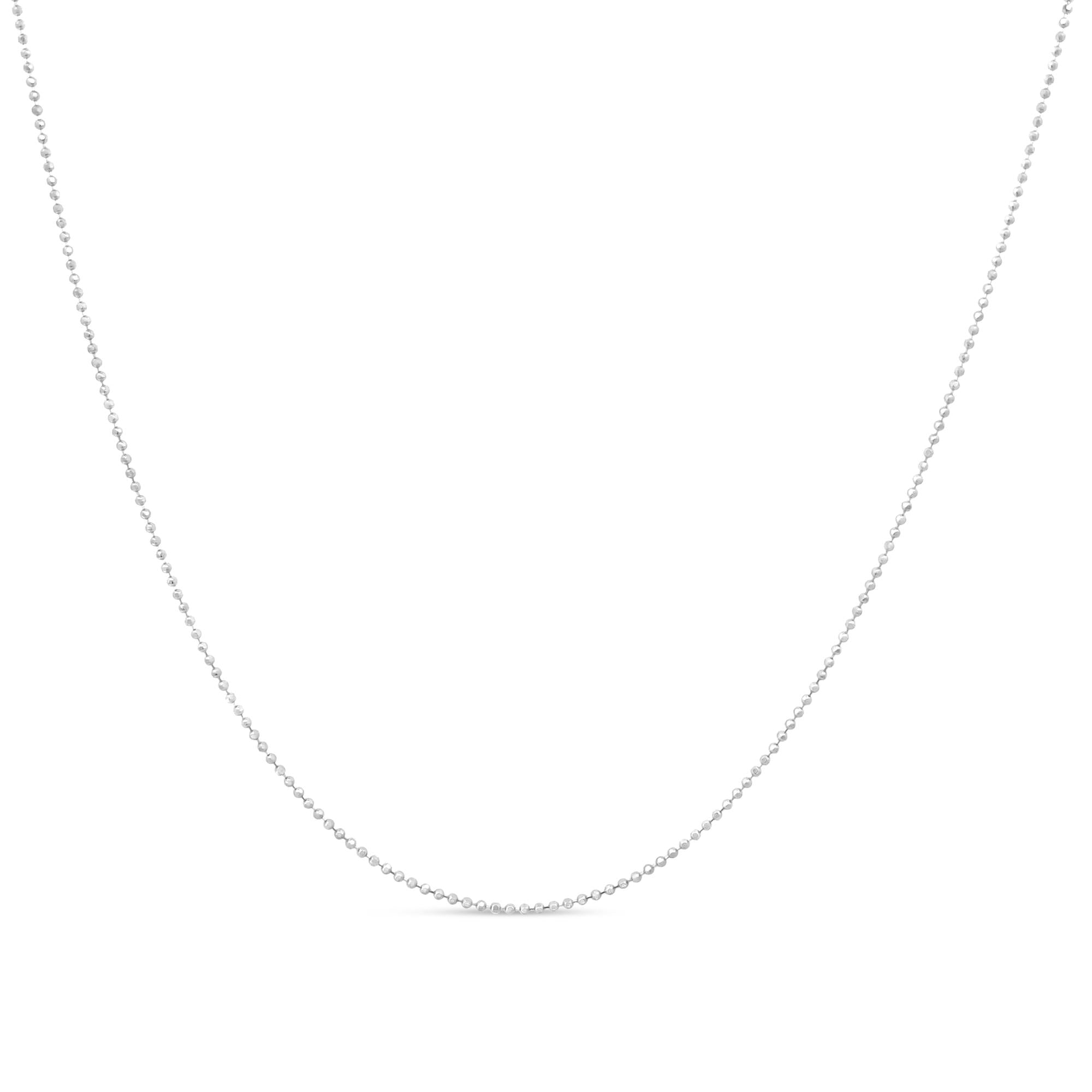 .925 Sterling Silver 0.7mm Slim and Dainty Unisex 18 Inch Ball Bead Chain Necklace