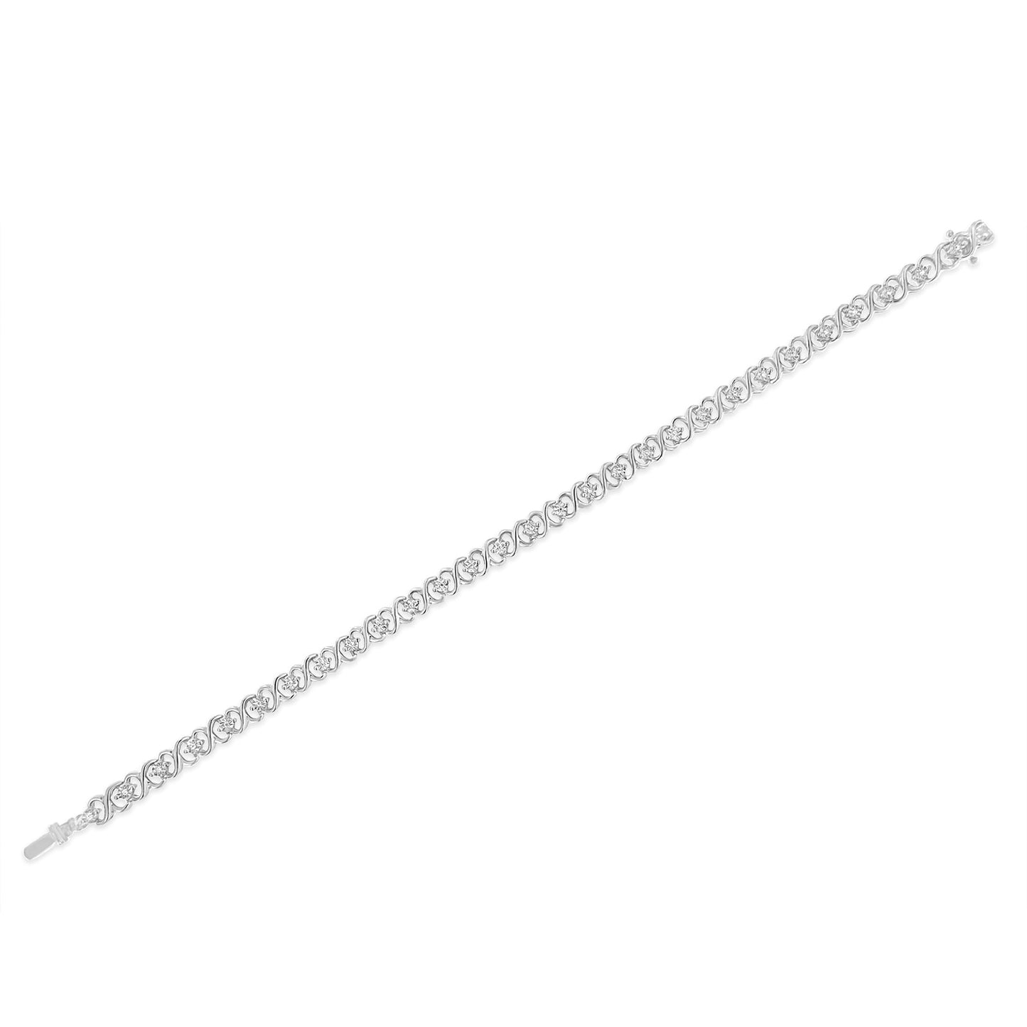 .925 Sterling Silver 1/6 Cttw Miracle Set Diamond Infinity Link and Station Tennis Bracelet (I-J Color, I3 Clarity) - 7.25 Inches