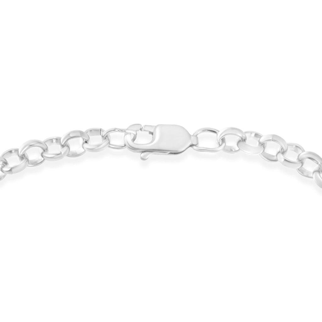 .925 Sterling Silver 1/4 Cttw Diamond-Accented Heart and Ribbon Charm 7in Link Chain Bracelet (H-I Color, I1-I2 Clarity)
