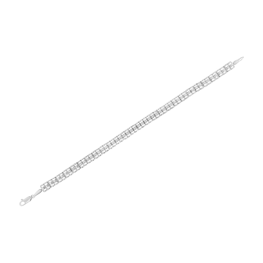 .925 Sterling Silver 1/10 Cttw Diamond Double-Link 7in Rolex Tennis Bracelet (I-J Color, I3 Clarity)