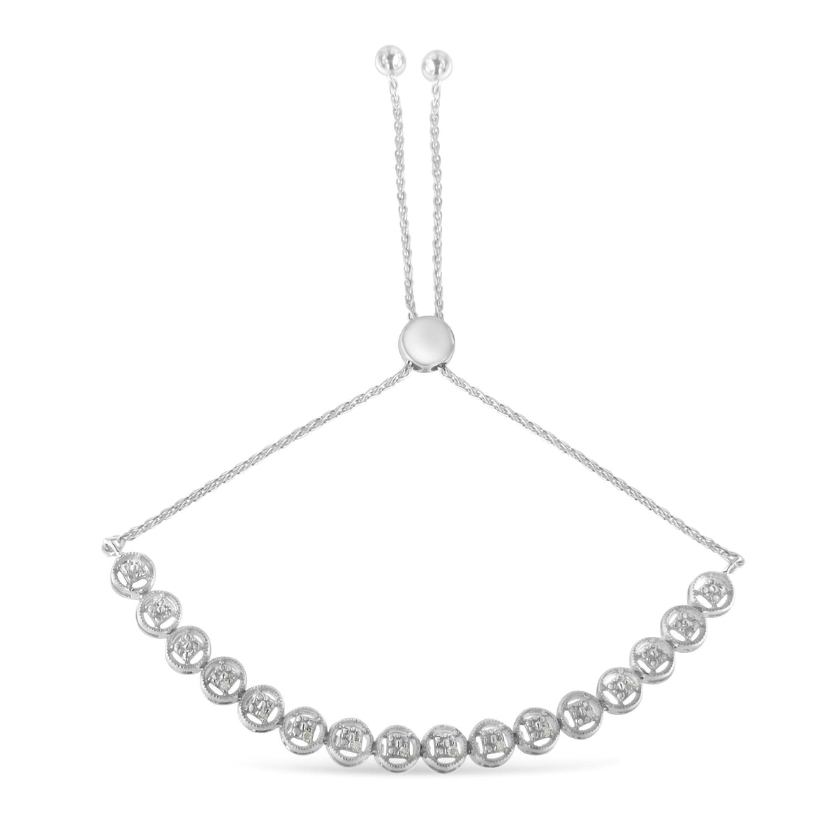 Sterling Silver Diamond Bolo Bracelet (0.1 cttw, I-J Color, I3 Clarity)