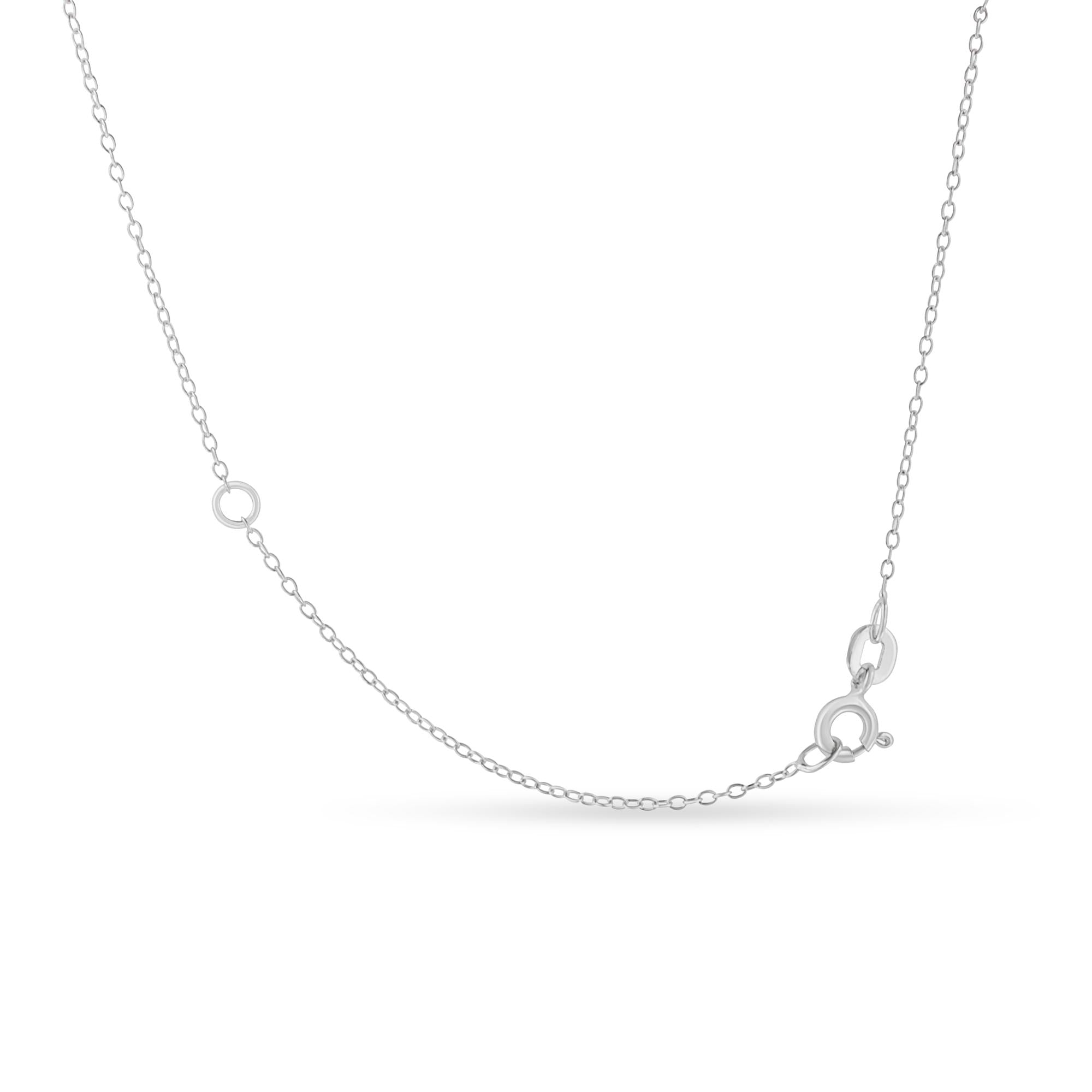 .925 Sterling Silver 1/3 Cttw Bezel-Set Treated Black Diamond Solitaire 18in Pendant Necklace (Black Color, I1-I2 Clarity)