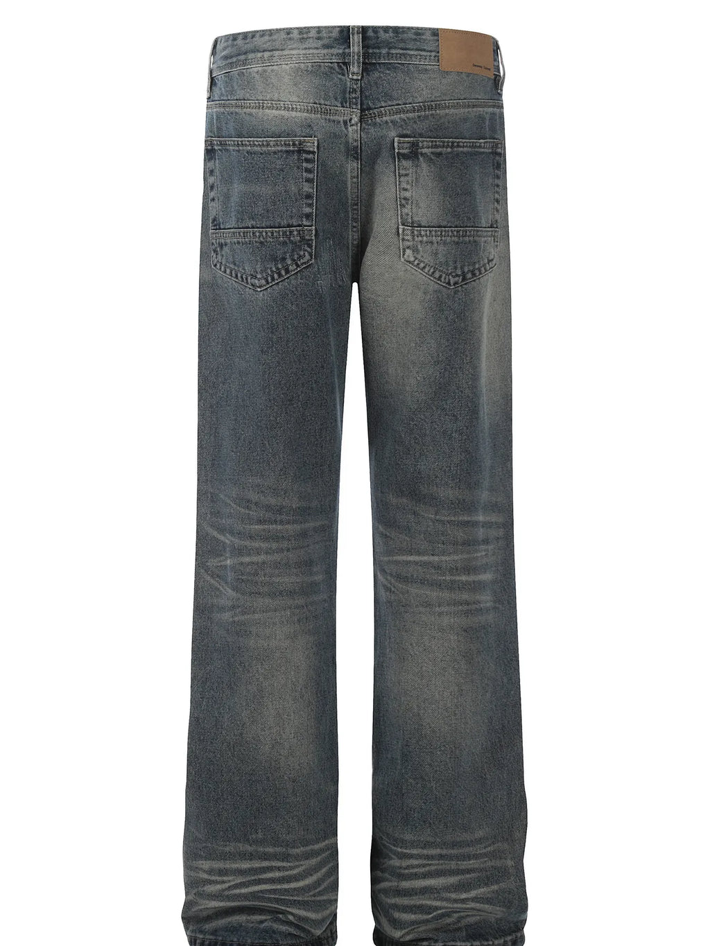 Men's Whisker Washed Distressed Straight Jeans back view