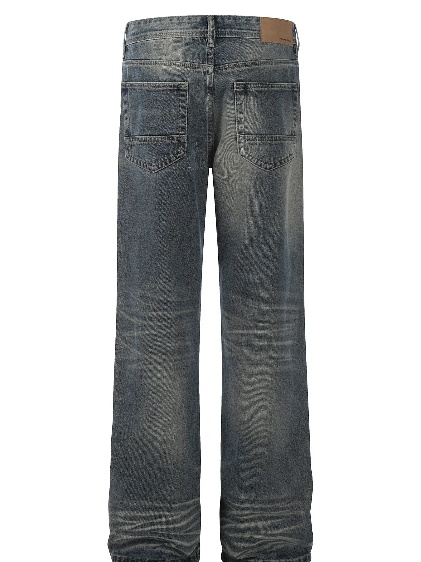 Men's Whisker Washed Distressed Straight Jeans back view