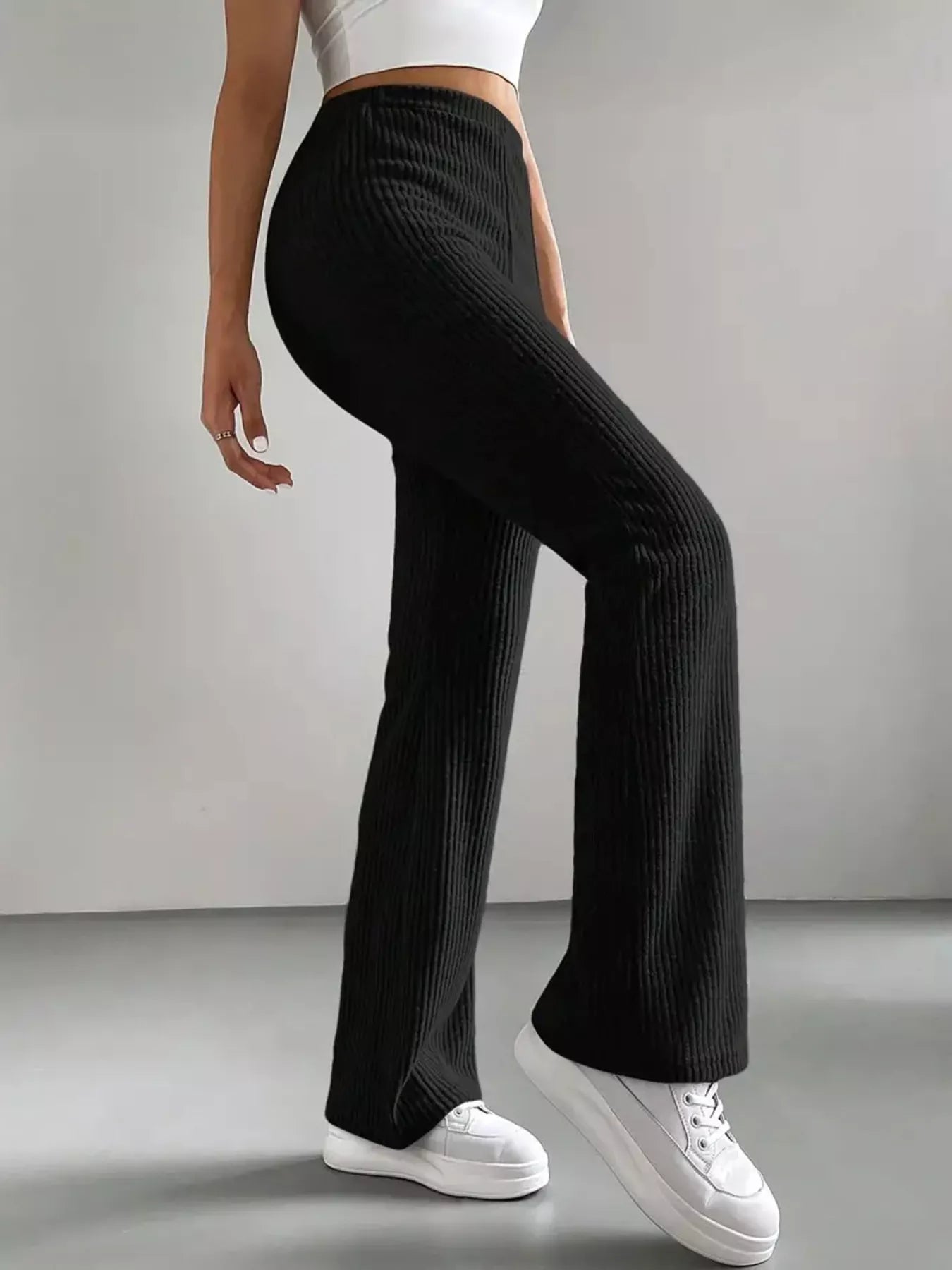 Rib Flare Rise: High Waist Flare Pants