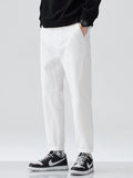 Men's white High Ankle Casual Pants side view