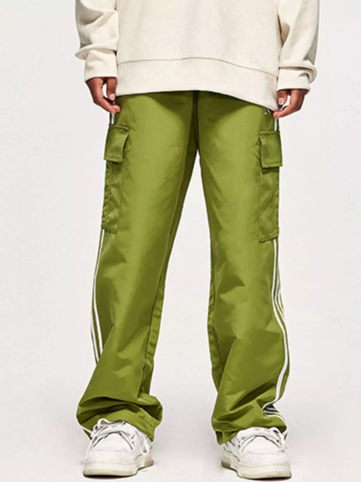 Avocado green Men's Side Striped Cargo Pants