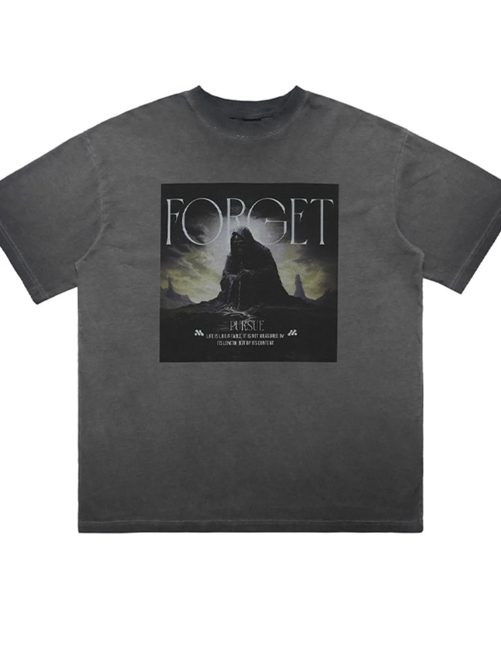 Fierceguy Vintage Wash "Forget" Graphic Oversized grey T-Shirt front
