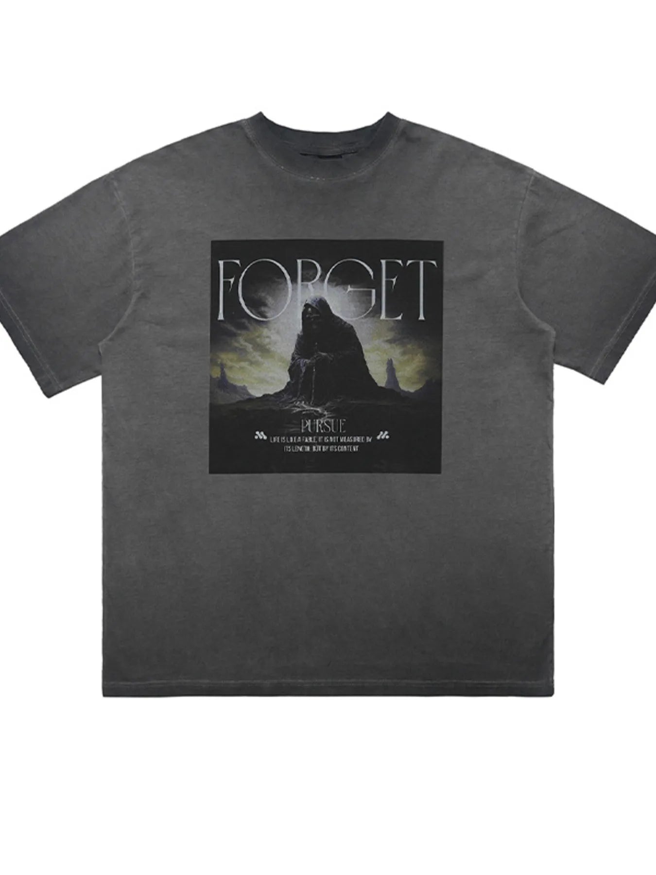 Fierceguy Vintage Wash "Forget" Graphic Oversized grey T-Shirt front