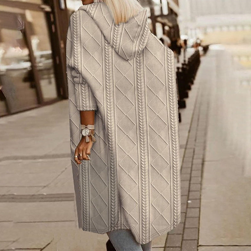 Textural Harmony: Oversized Hooded Longline Jacket for Seasonal Poise