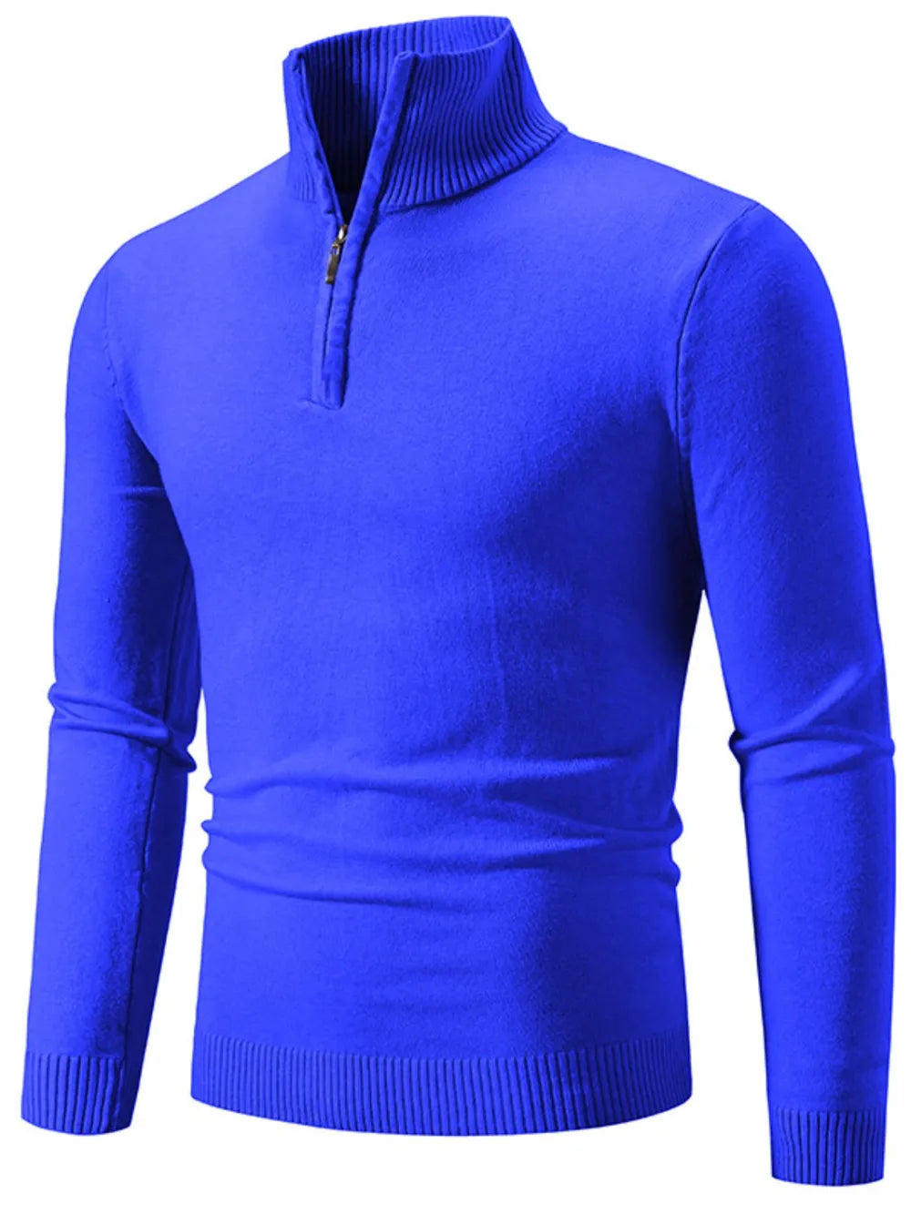 Blue quarter zip long sleeve knit top  