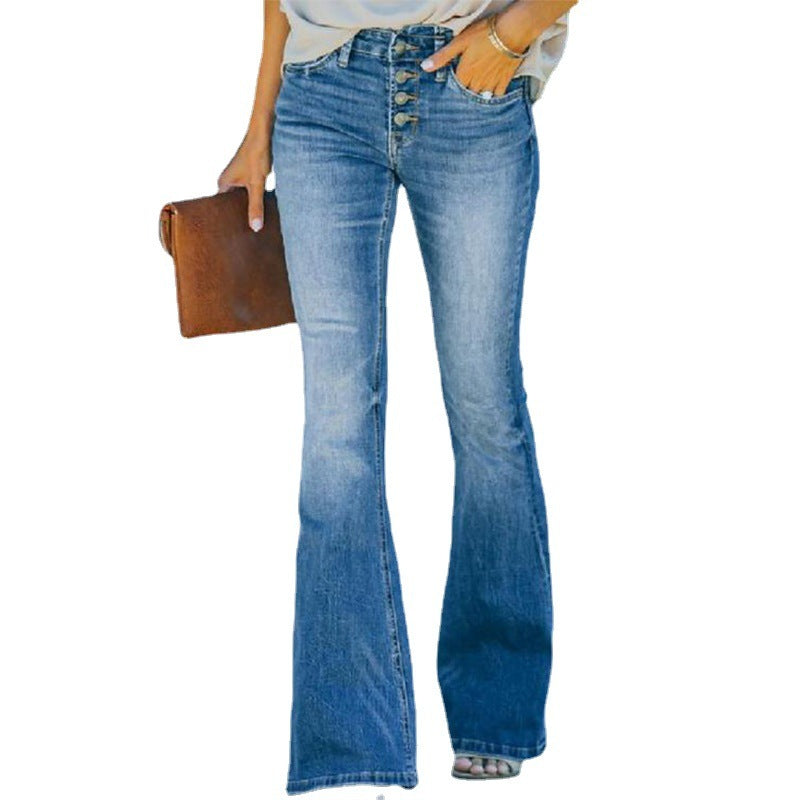 High-Waist Flare Denim: Washed-Out Bell Bottoms for Effortless Street Chic
