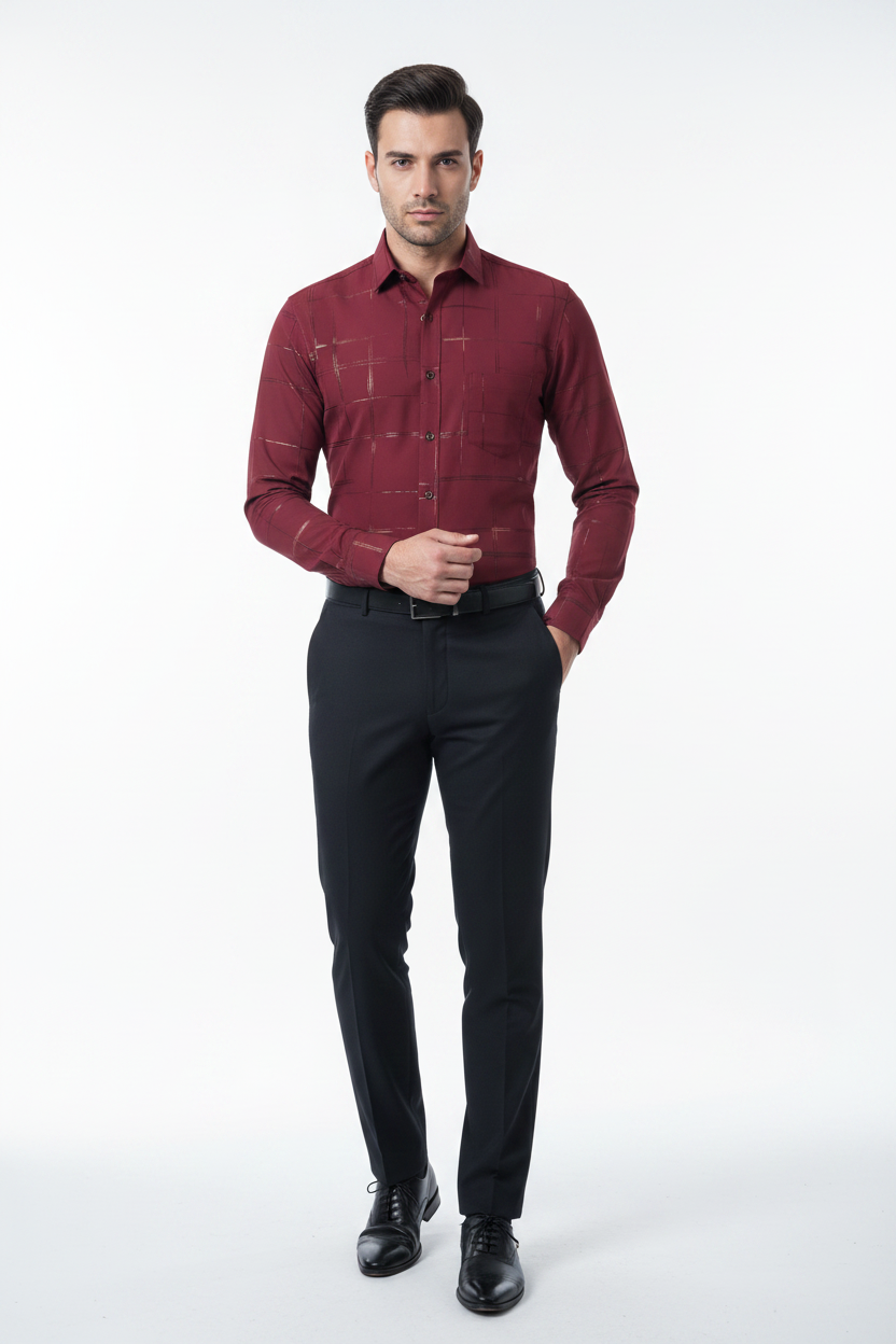 Sharp Geometric Long Sleeve Shirt for Men
