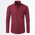 Men's Burgundy Geometric Long Sleeve Shirt