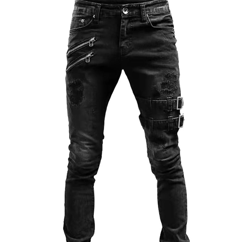 Rock your style with these trendy, worn and ripped Rockstar jeans for men. Constructed with high-quality denim, these jeans offer a comfortable and stylish fit that will elevate your wardrobe. Perfect for any occasion, these jeans will give you that effortlessly cool and edgy look you've been searching for.