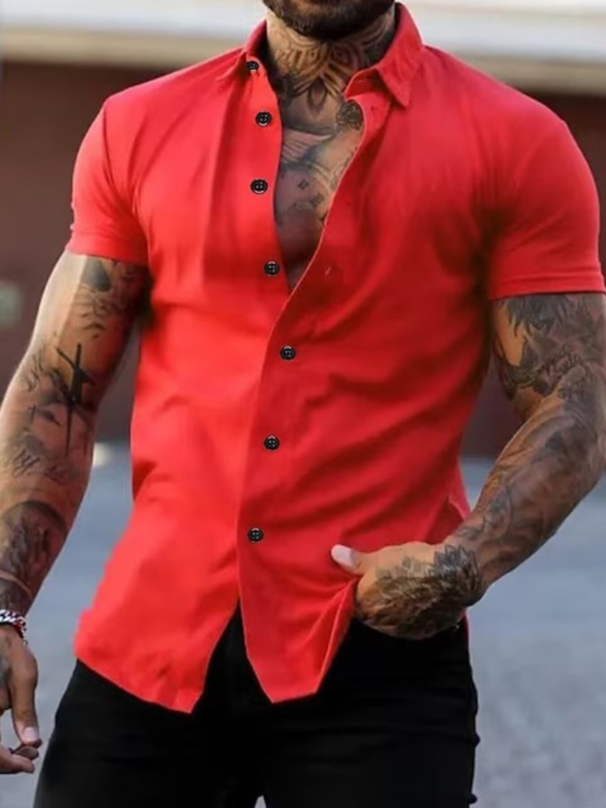 Men's Unleashed Slim Button-Down red Shirt