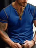 Men's Styled Henley Button Tee blue