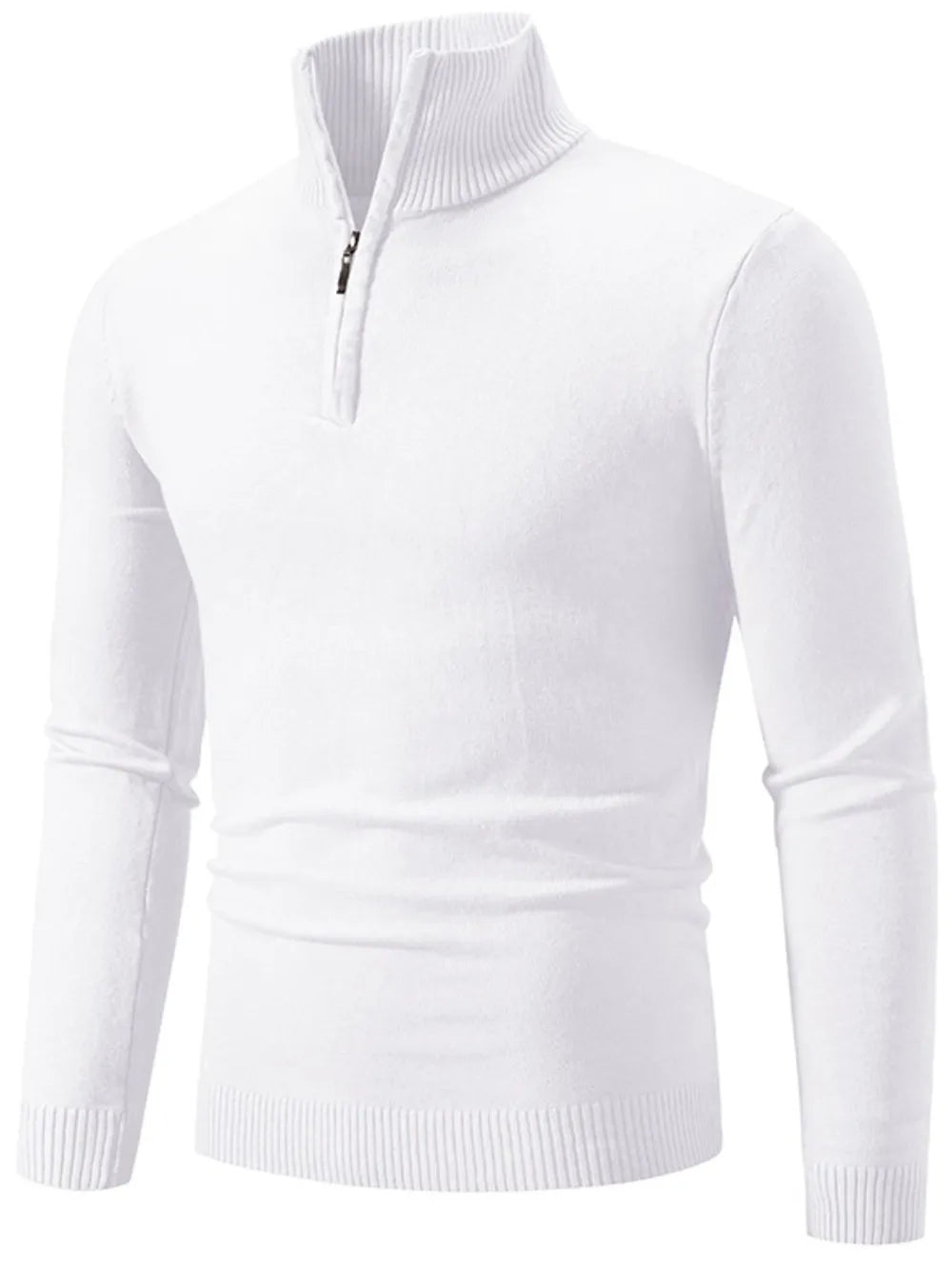 White quarter zip long sleeve knit top  