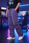 Male model wearing a pair of  purple Easygoing Cargo Pants