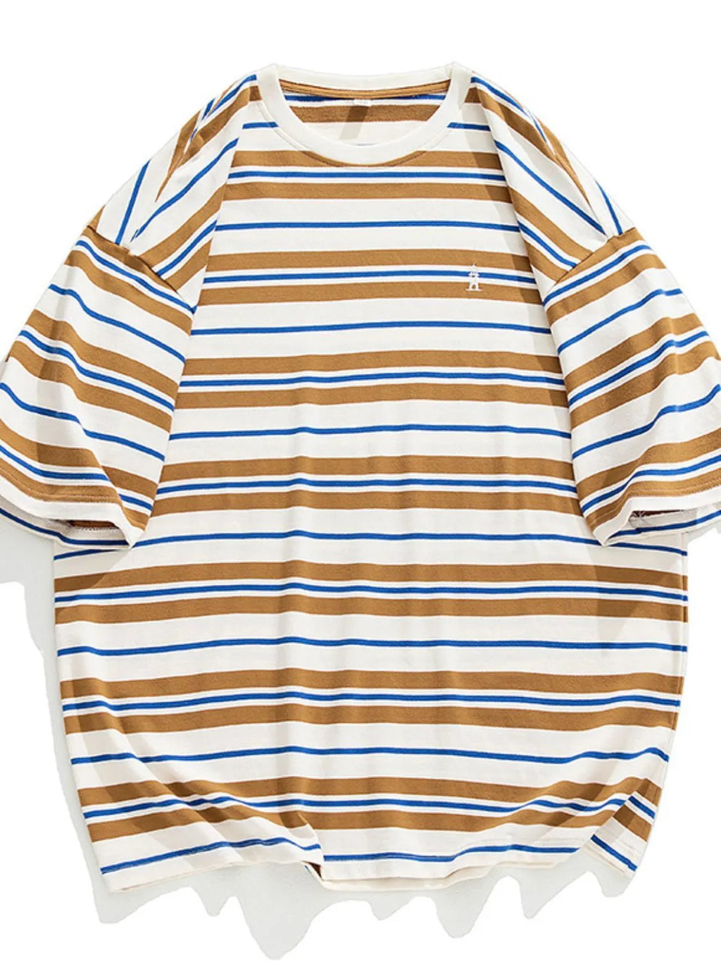 Men's camel brown urban short sleeve stripe t-shirt