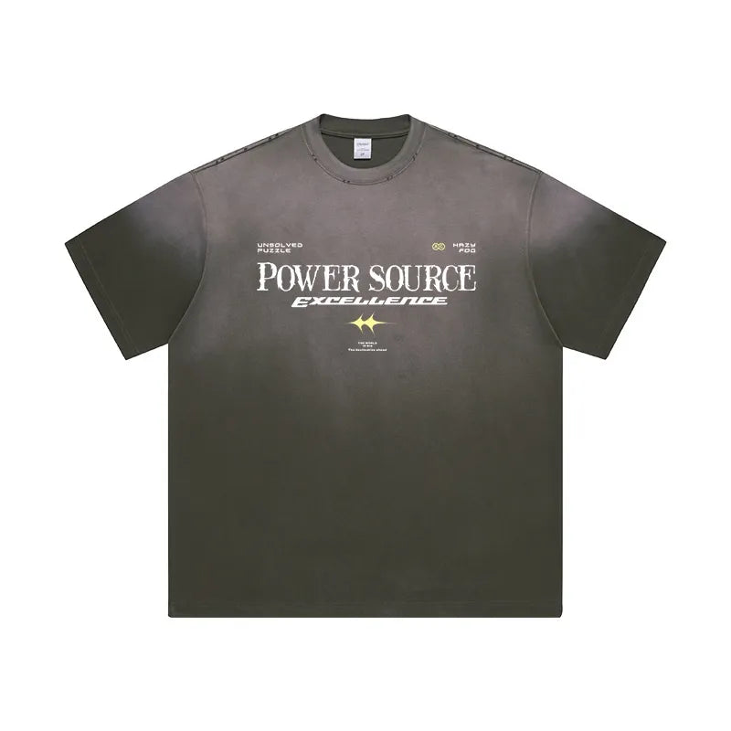 Iron Grey Men's "Power Source Excellent" Graphic Short Sleeve T-Shirt