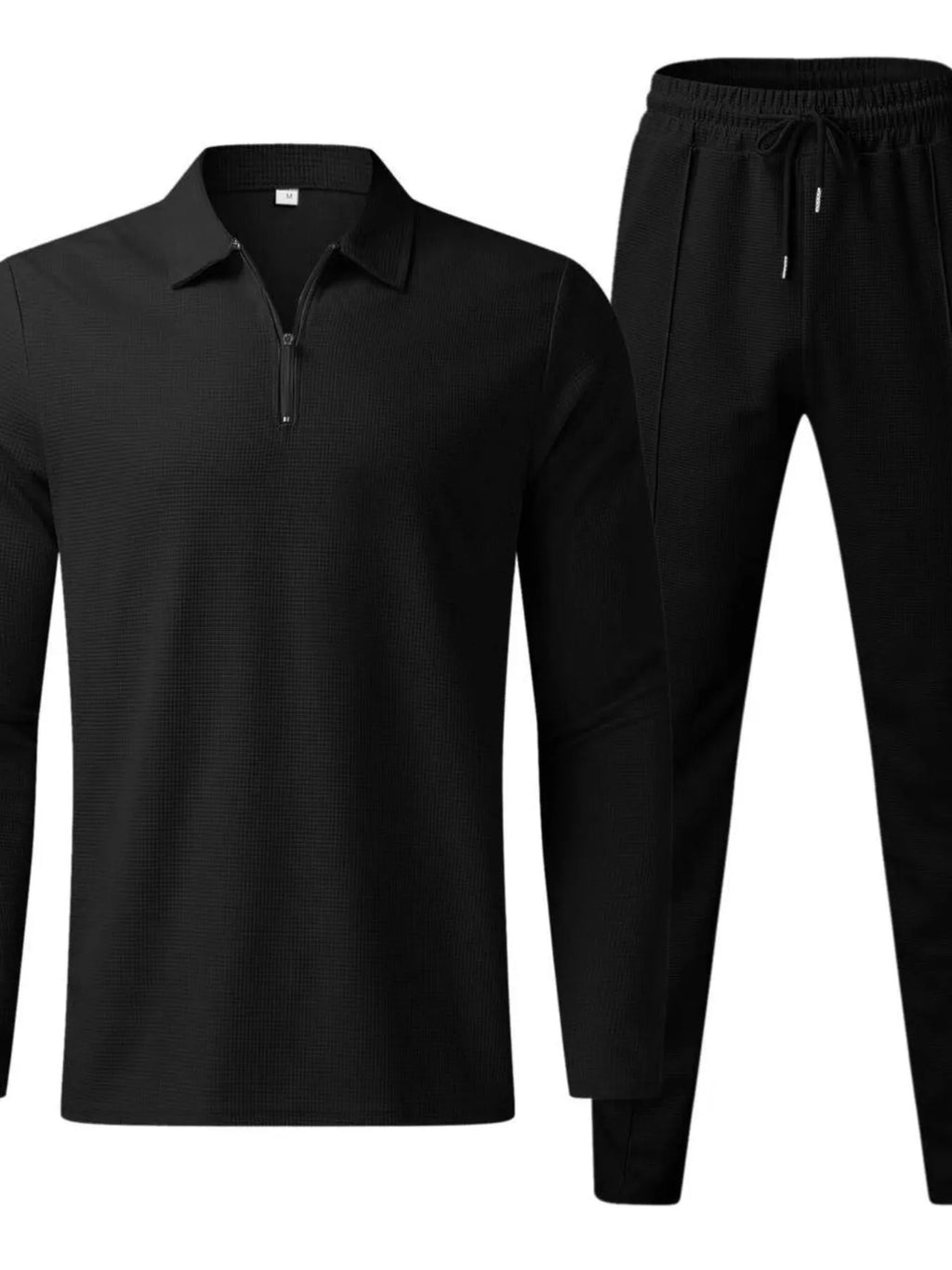 Men's black Casual Lounge Wear Top and Pants Set 