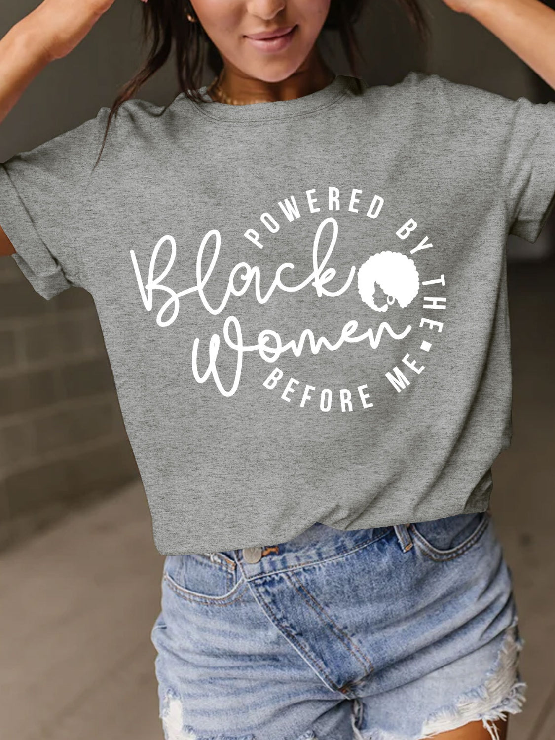 Heather Gray Powered By The Black Women Before Me T-Shirt