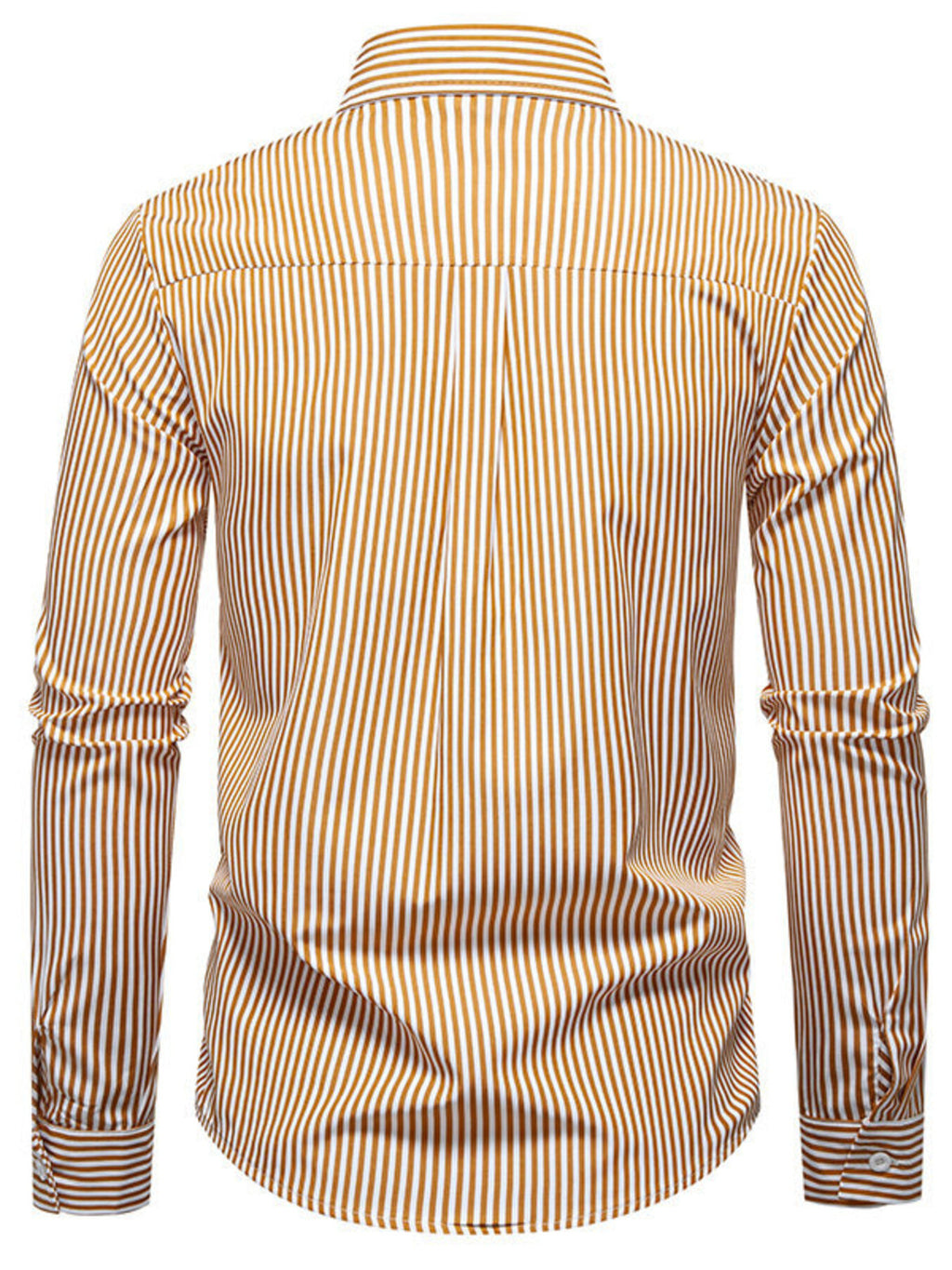 Men's Dynamic Striped Long Sleeve brown Shirt back view