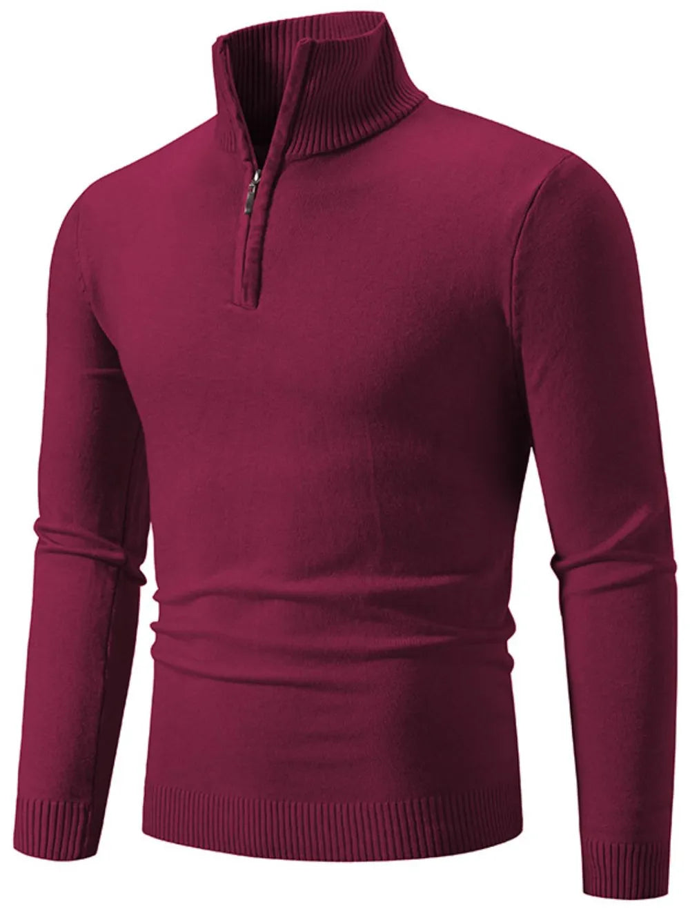 Maroon quarter zip long sleeve knit top  